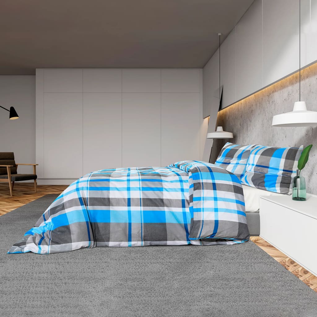 Dekbedovertrekset 135X200 Cm Katoen Blauw En Grijs