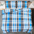 Dekbedovertrekset 135X200 Cm Katoen Blauw En Grijs