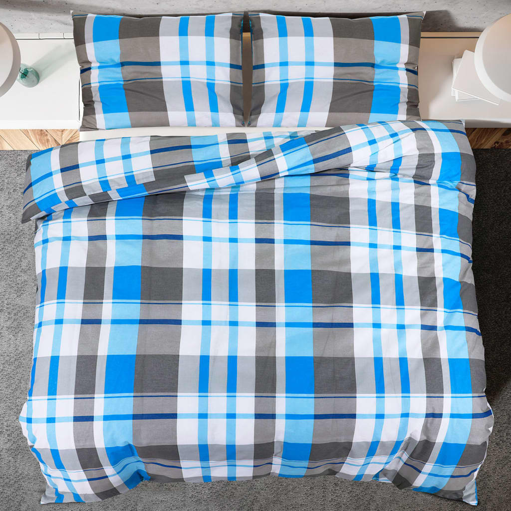 Dekbedovertrekset 135X200 Cm Katoen Blauw En Grijs