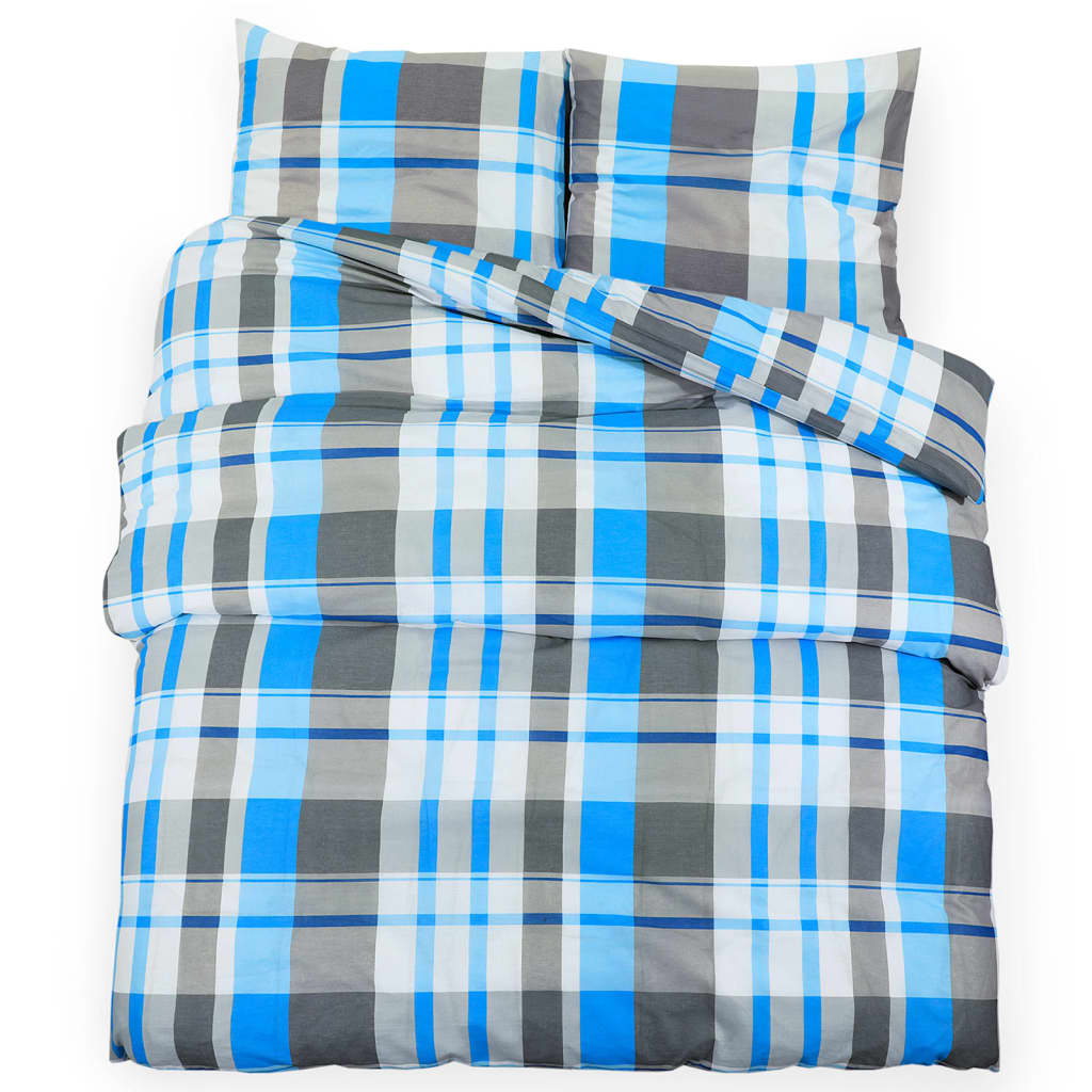 Dekbedovertrekset 225X220 Cm Katoen Blauw En Grijs