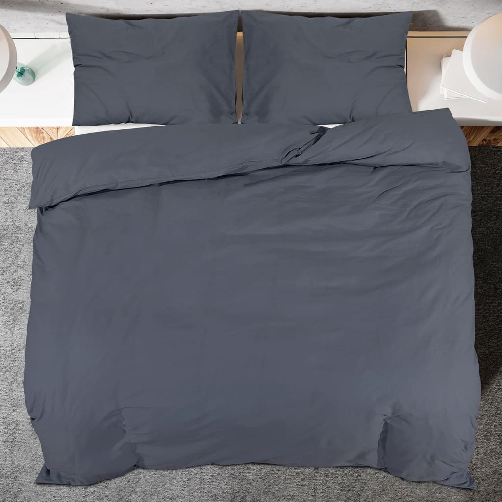 Dekbedovertrekset 220X240 Cm Katoen Kleurig Antraciet