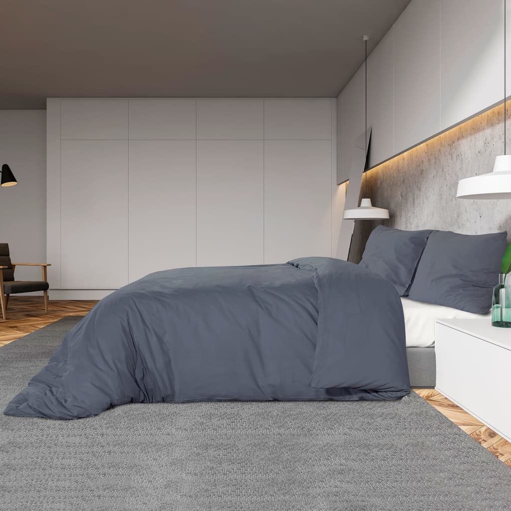 Dekbedovertrekset 260X220 Cm Katoen Kleurig Antraciet