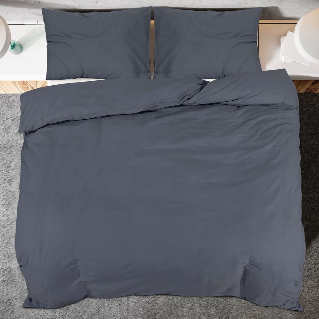 Dekbedovertrekset 260X220 Cm Katoen Kleurig Antraciet