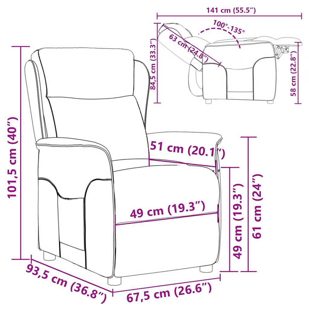 Ligstoel 67.5 X 93.5 X 101.5 Cm Stof