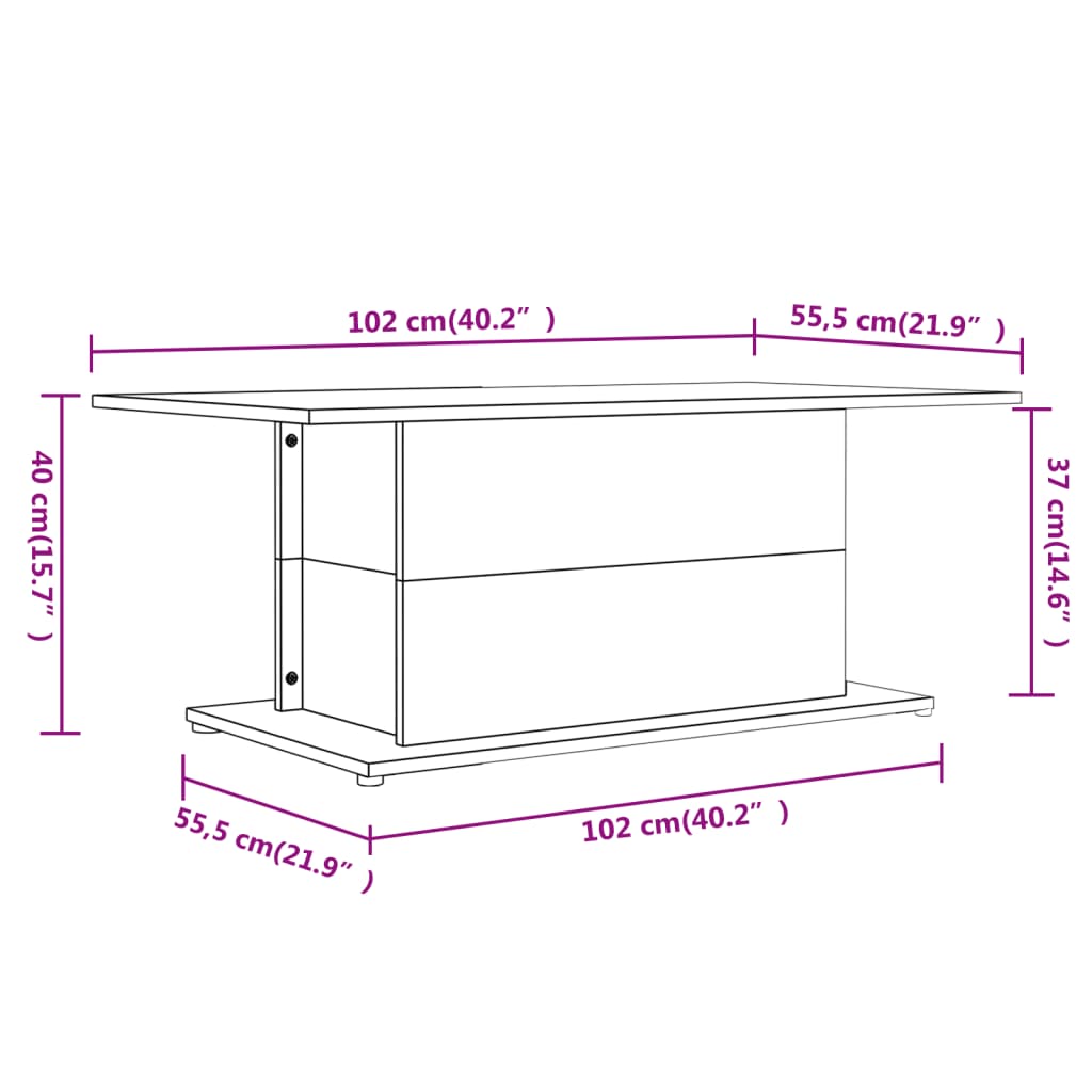 Salontafel 102X55,5X40 Cm Bewerkt Hout R