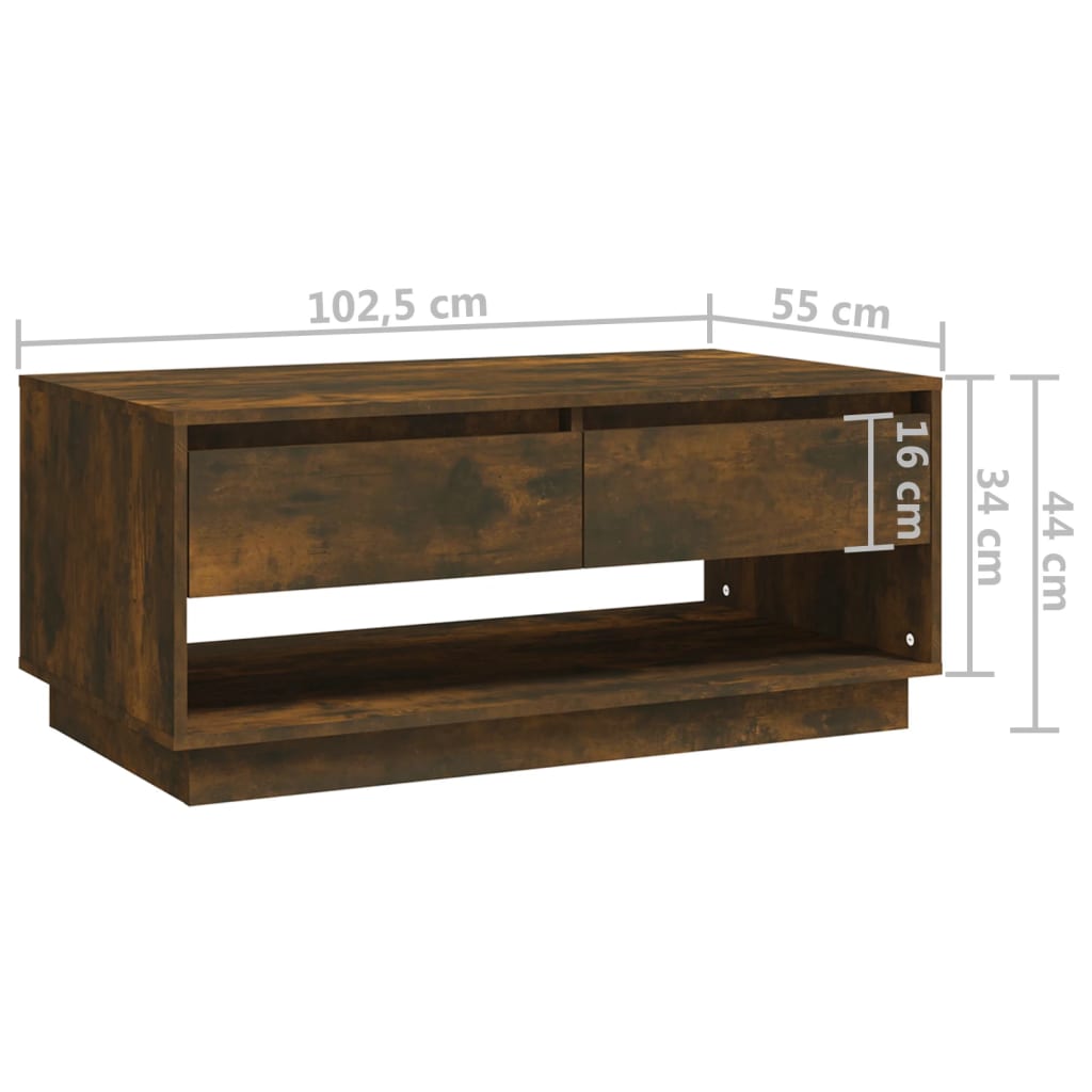 Salontafel 102,5X55X44 Cm Bewerkt Hout Kleurig