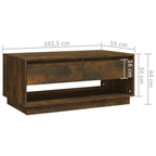 Salontafel 102,5X55X44 Cm Bewerkt Hout Kleurig