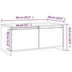Salontafel 90X50X41,5 Cm Bewerkt Hout