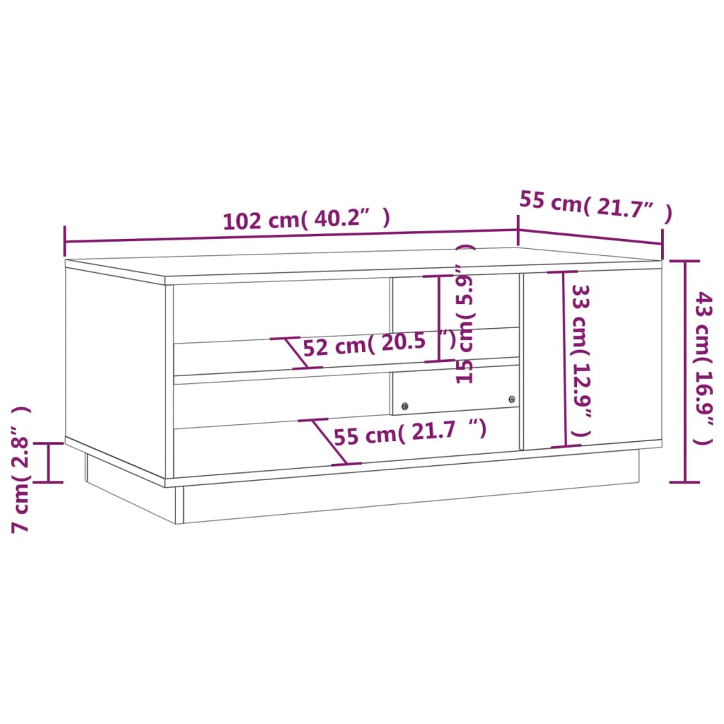 Salontafel Bewerkt Hout Kleurig