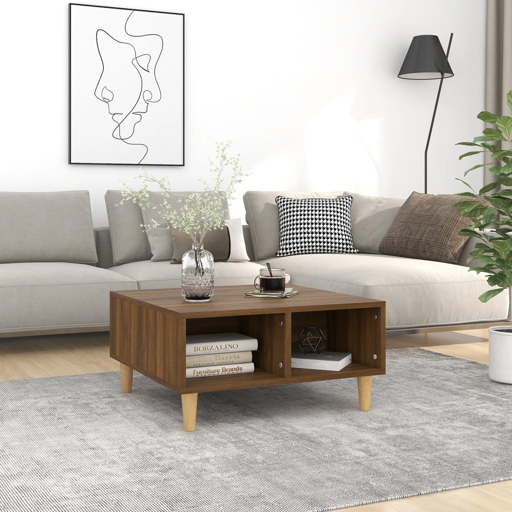 Salontafel 60X60X30 Cm Bewerkt Hout Kleurig