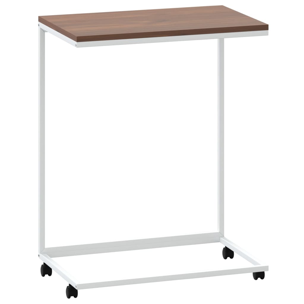 Bijzettafel Met Wieltjes Bewerkt Hout