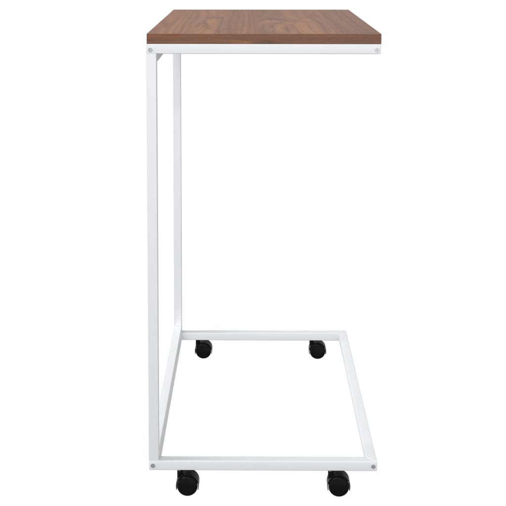 Bijzettafel Met Wieltjes Bewerkt Hout