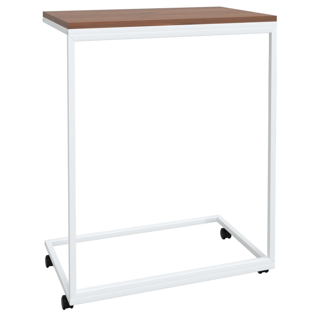 Bijzettafel Met Wieltjes Bewerkt Hout
