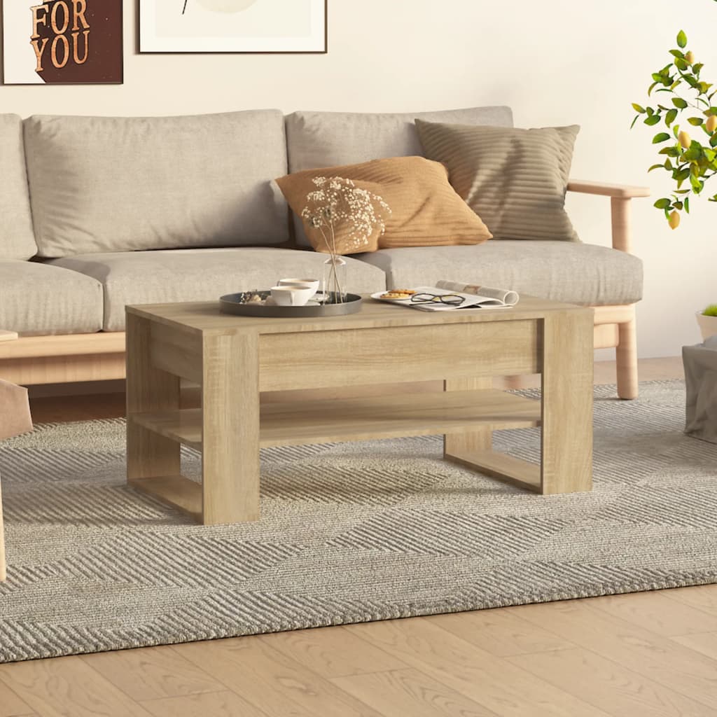 Salontafel 102X55X45 Cm Bewerkt Hout Eikenkleurig