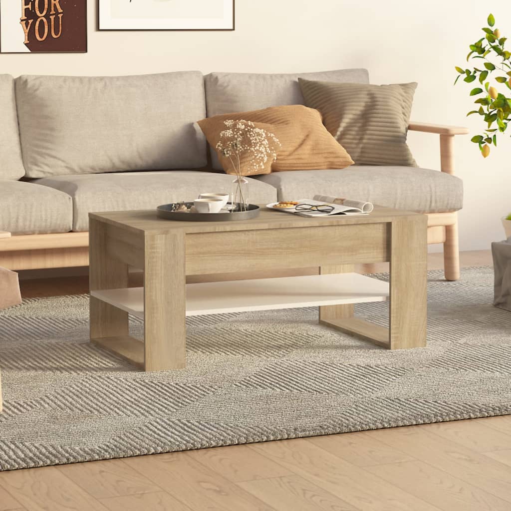 Salontafel 102X55X45 Cm Bewerkt Hout Eikenkleurig