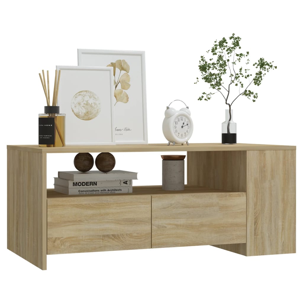 Salontafel 102X55X42 Cm Bewerkt Hout Kleurig