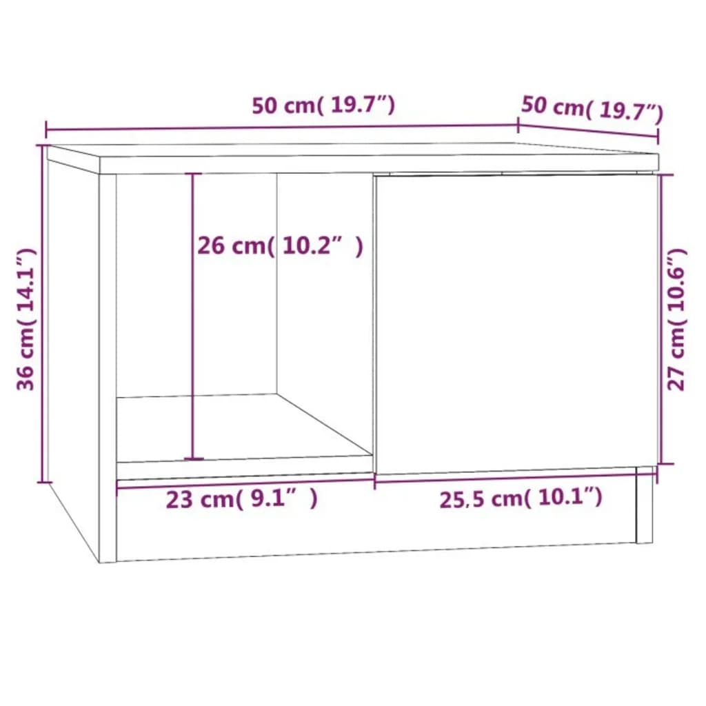 Salontafel 50X50X36 Cm Bewerkt Hout Kleurig