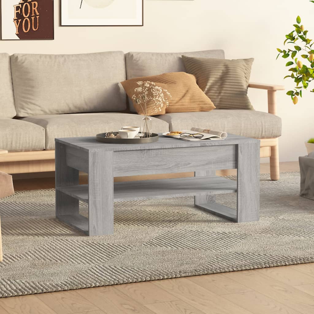 Salontafel 102X55X45 Cm Bewerkt Hout Eikenkleurig