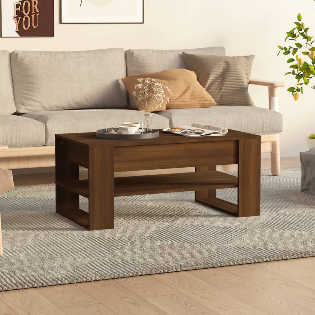 Salontafel 102X55X45 Cm Bewerkt Hout Eikenkleurig