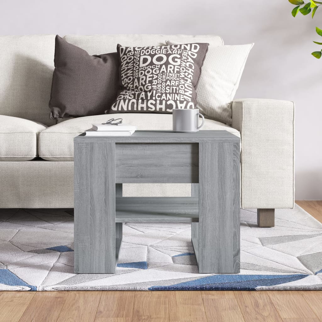 Salontafel 55,5X55X45 Cm Bewerkt Hout Eikenkleurig