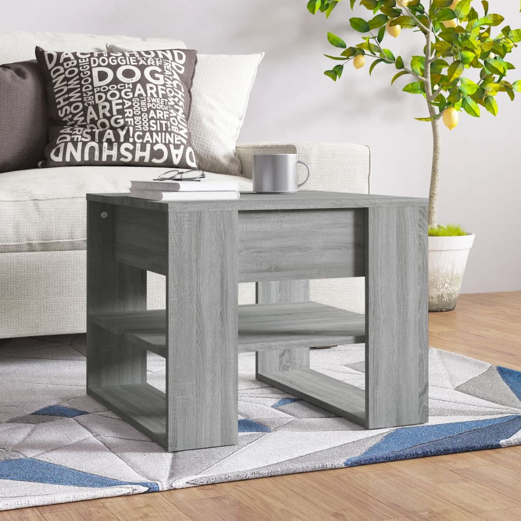 Salontafel 55,5X55X45 Cm Bewerkt Hout Eikenkleurig