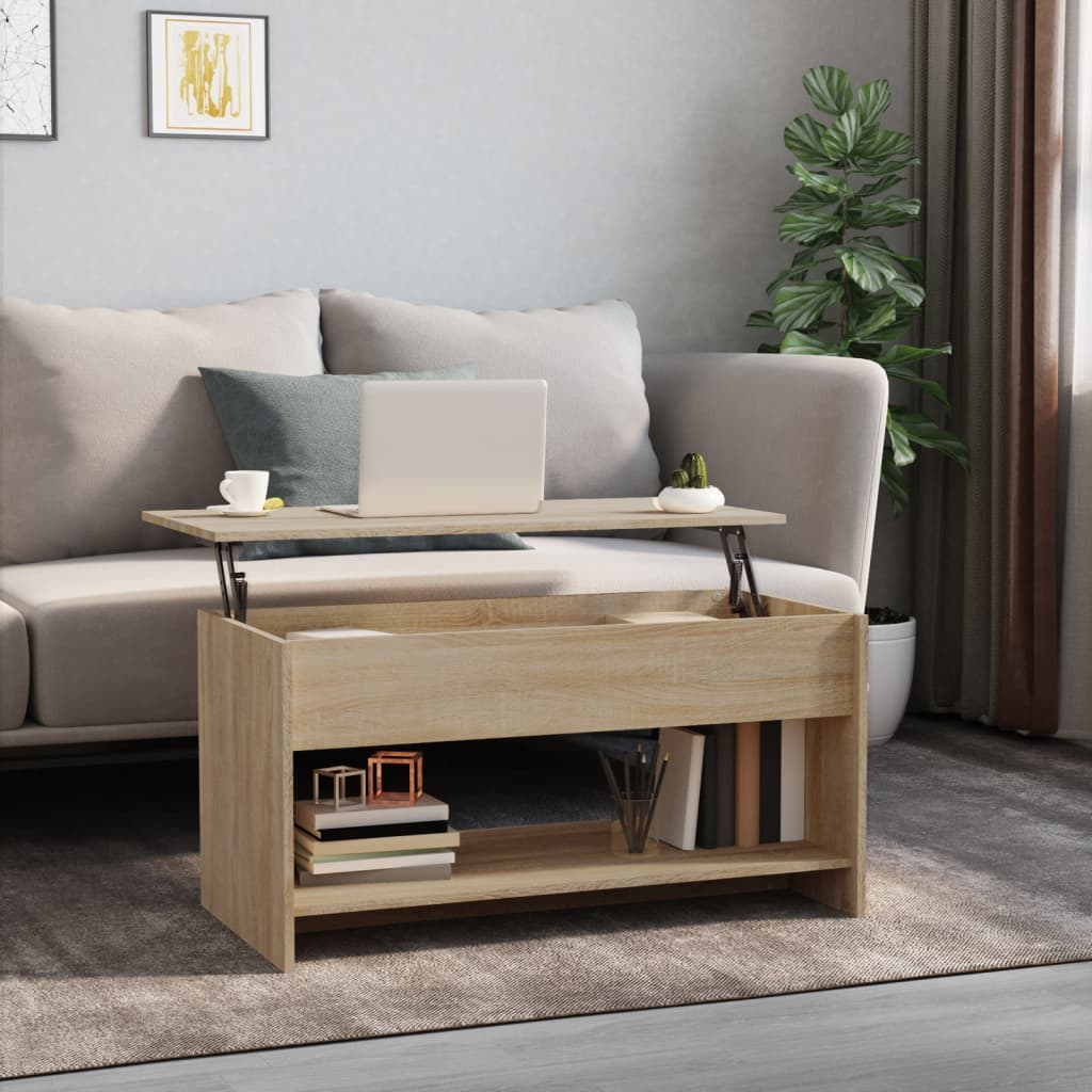 Salontafel 102X50X52,5 Cm Bewerkt Hout Kleurig
