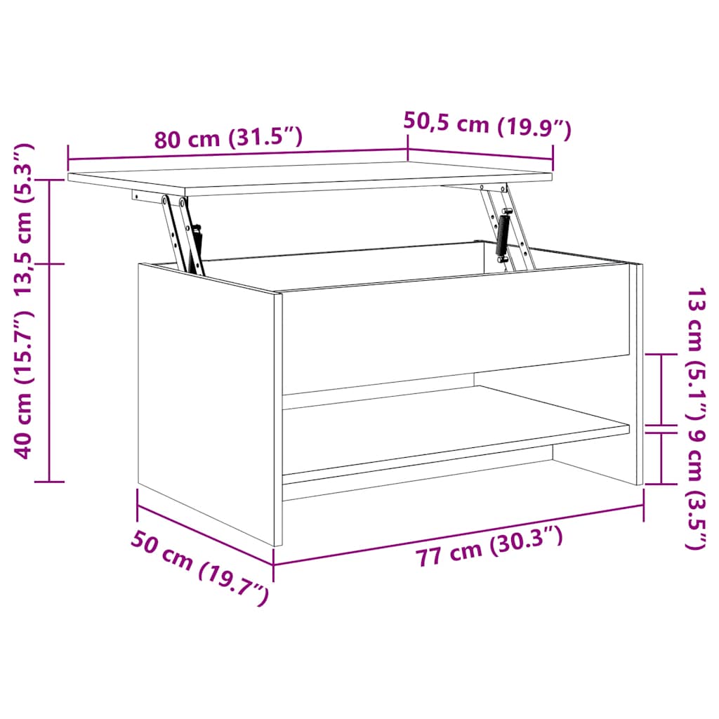 Salontafel 80X50X40 Cm Bewerkt Hout