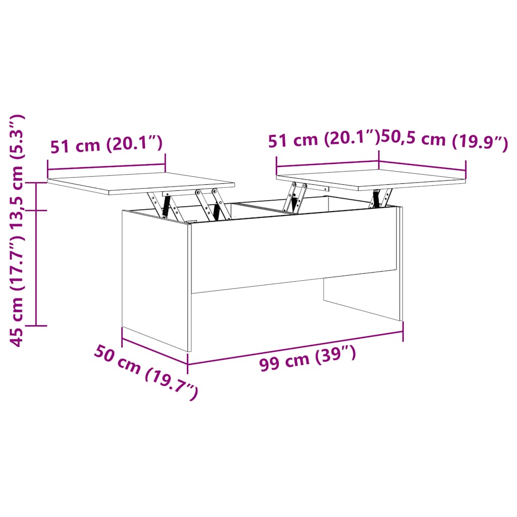 Salontafel 102X50,5X46,5 Cm Bewerkt Hout