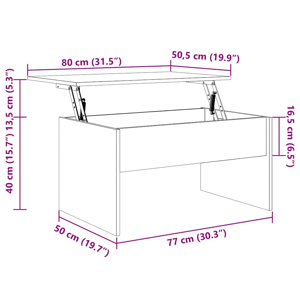 Salontafel 80X50,5X41,5 Cm Bewerkt Hout Kleurig