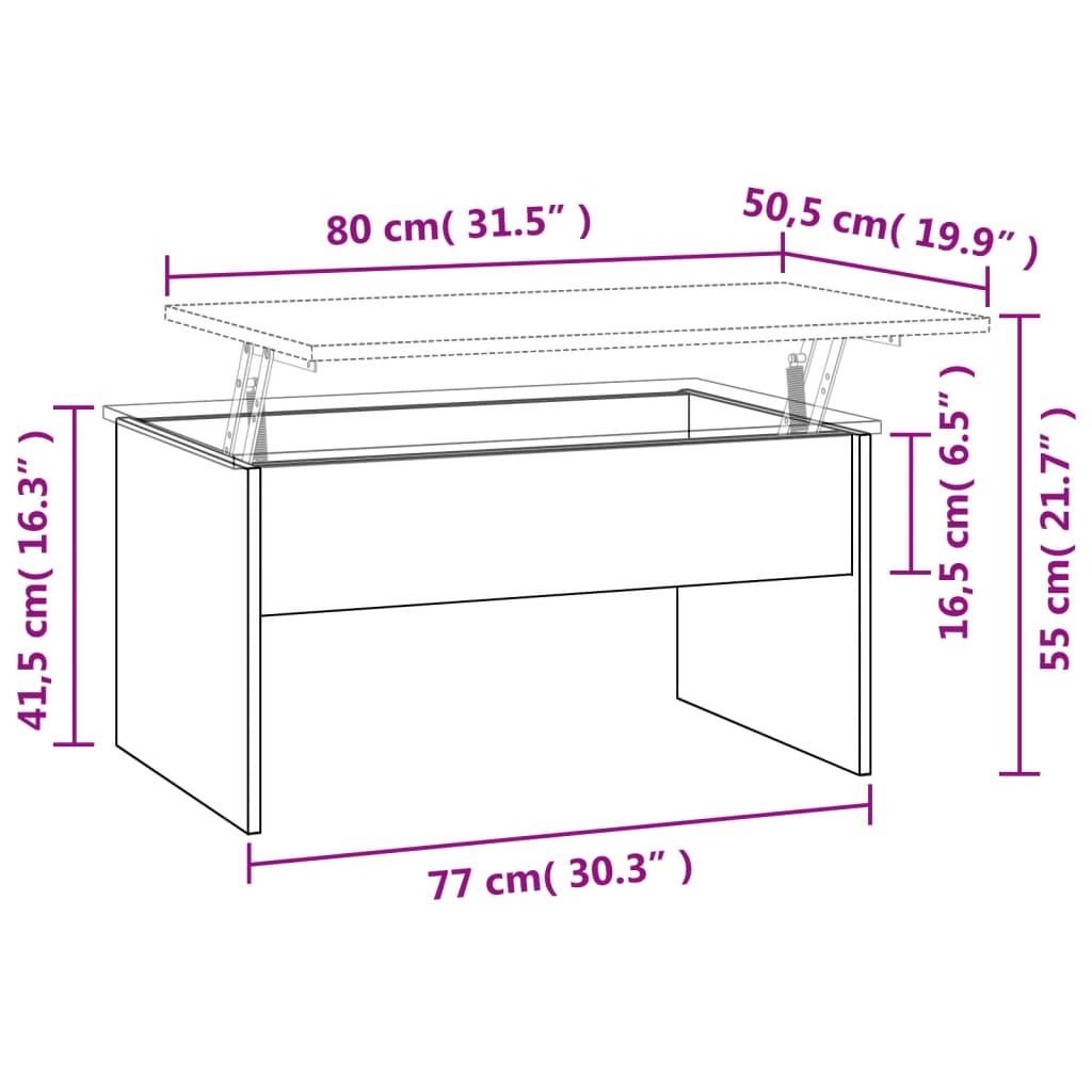 Salontafel 80X50,5X41,5 Cm Bewerkt Hout Eikenkleur