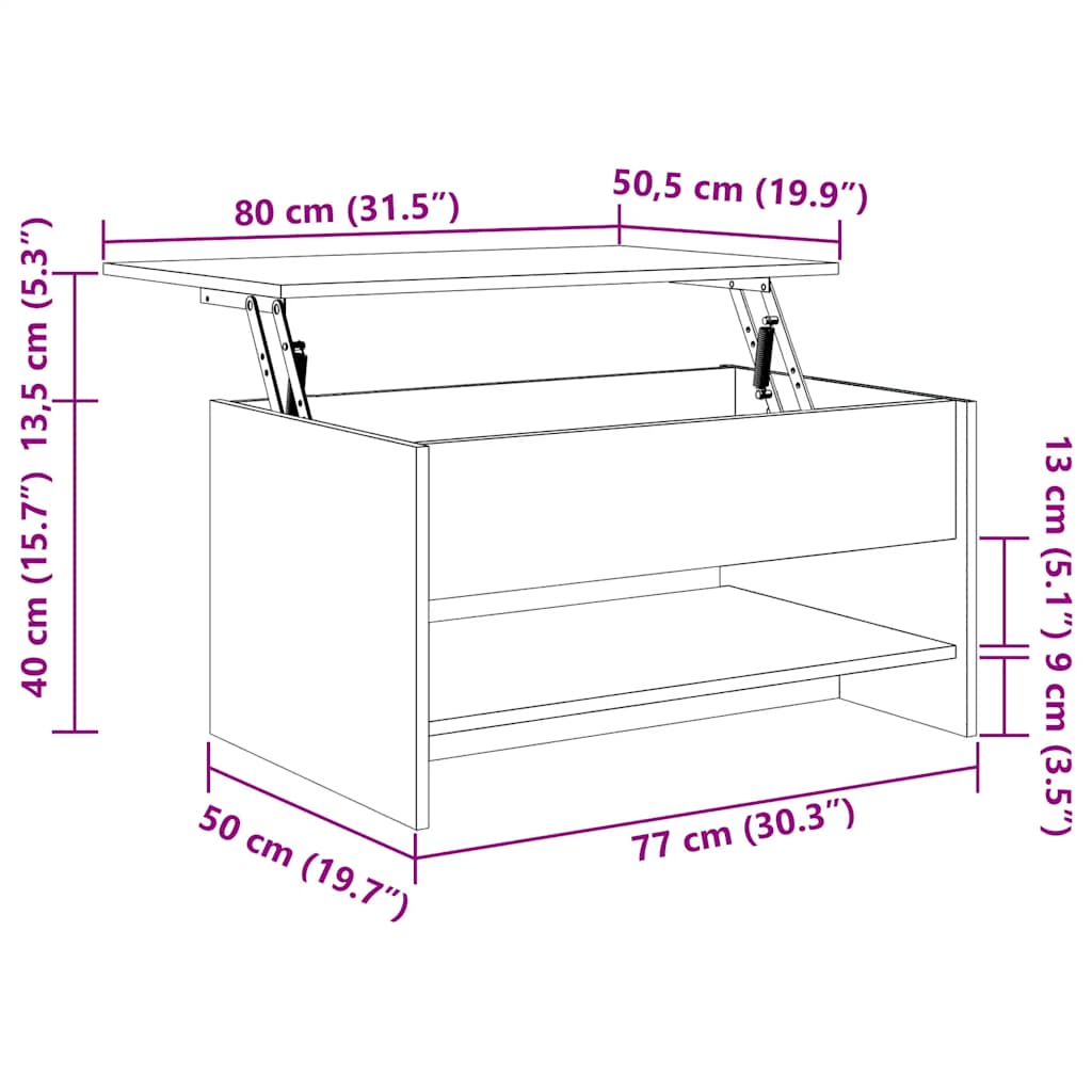 Salontafel 80X50X40 Cm Bewerkt Hout Kleurig