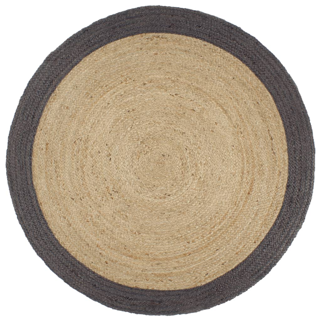 Vloerkleed Handgemaakt Met Grijze Rand Jute