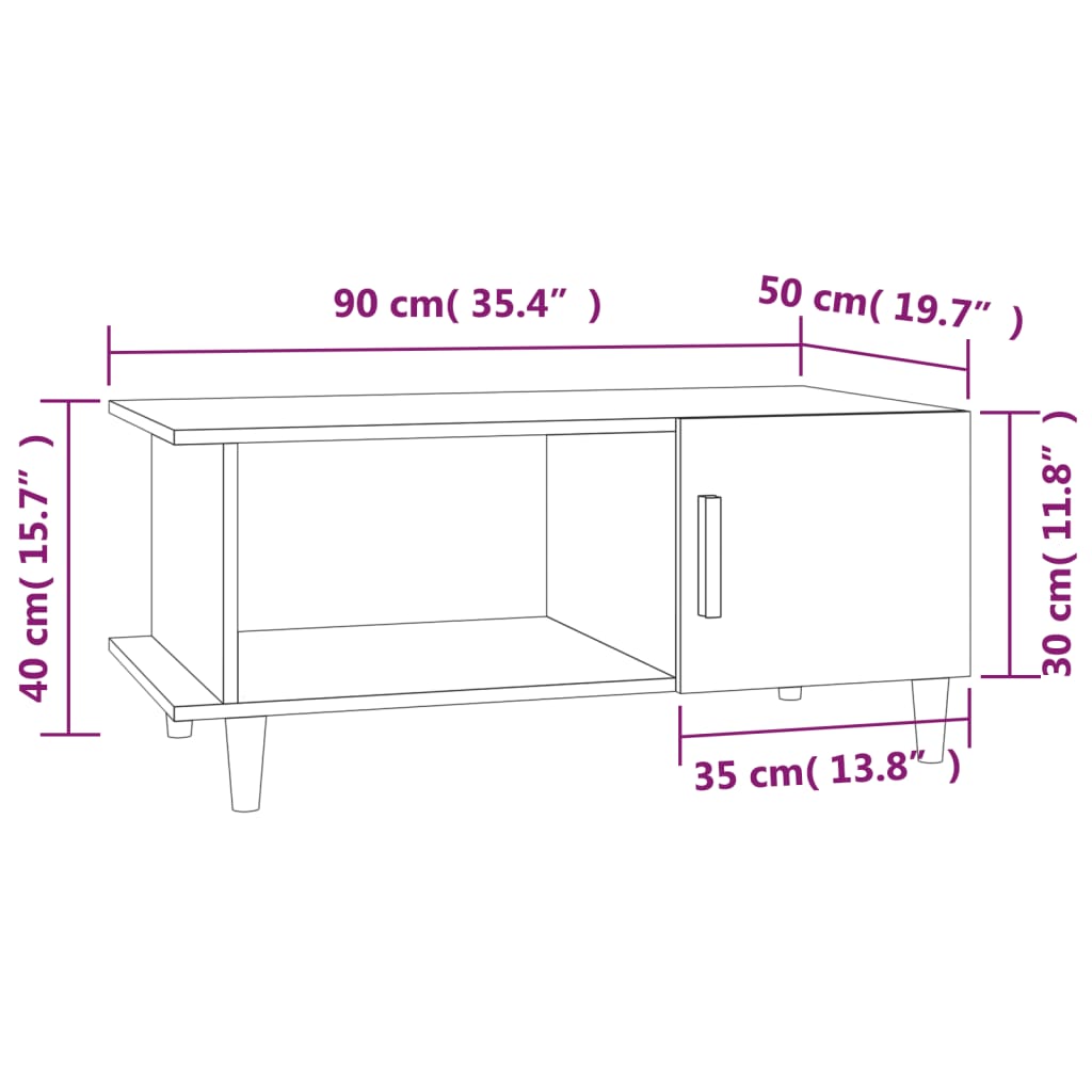 Salontafel 90X50X40 Cm Bewerkt Hout