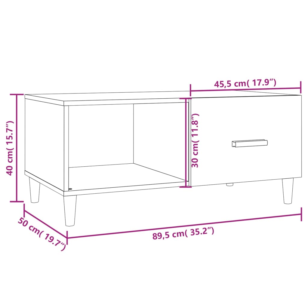 Salontafel 89,5X50X40 Cm Bewerkt Hout Kleurig