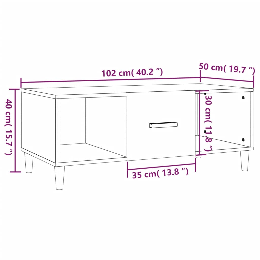 Salontafel 102X50X40 Cm Bewerkt Hout Kleurig