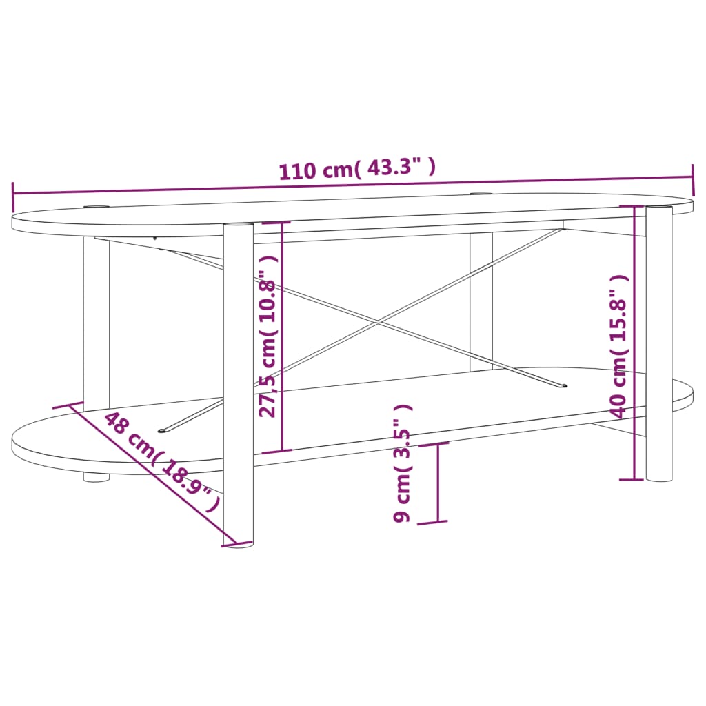 Salontafel 110X48X40 Cm Bewerkt Hout