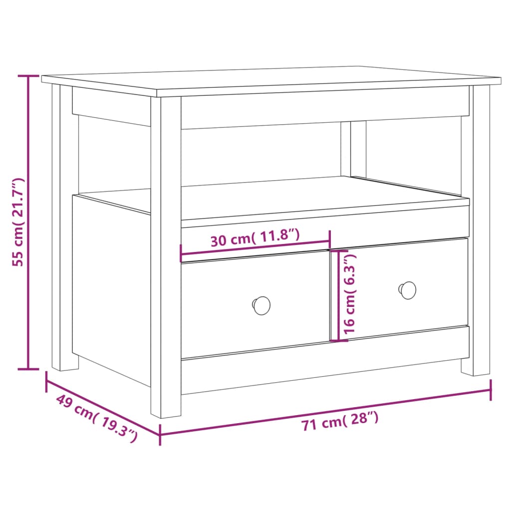 Salontafel 71X49X55 Cm Massief Grenenhout