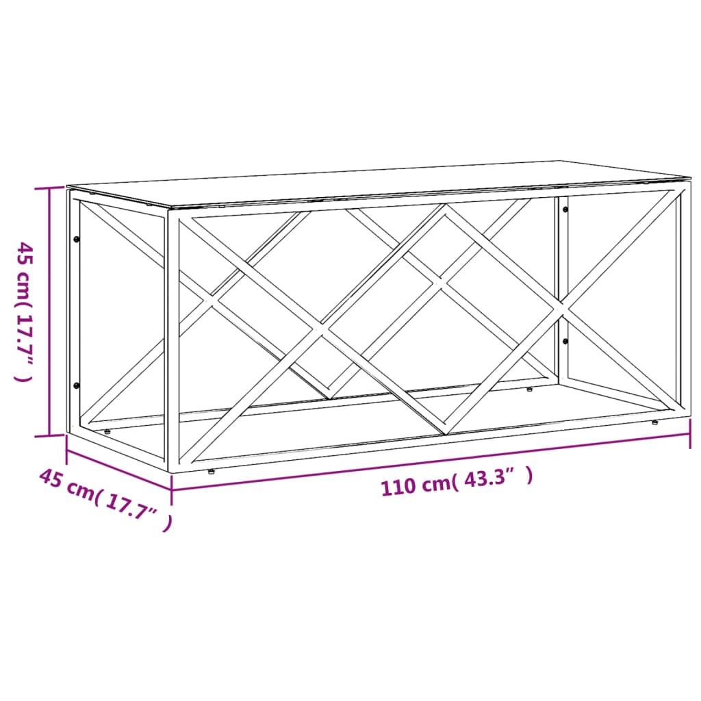 Salontafel 110X45X45 Cm Roestvrij Staal En