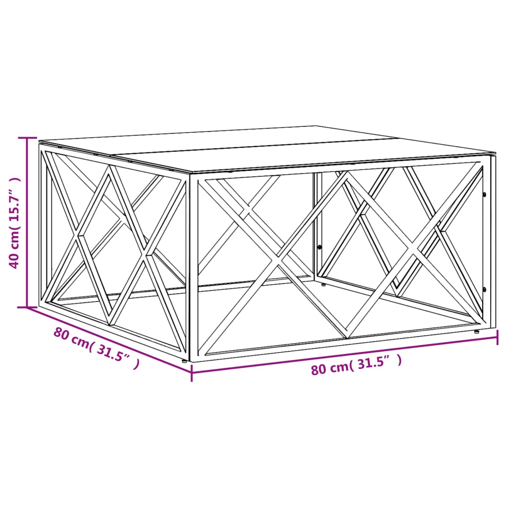 Salontafel 80X80X40 Cm Roestvrij Staal En
