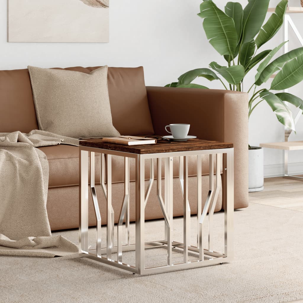 Salontafel Roestvrij Staal En Massief Gerecycled Kleur