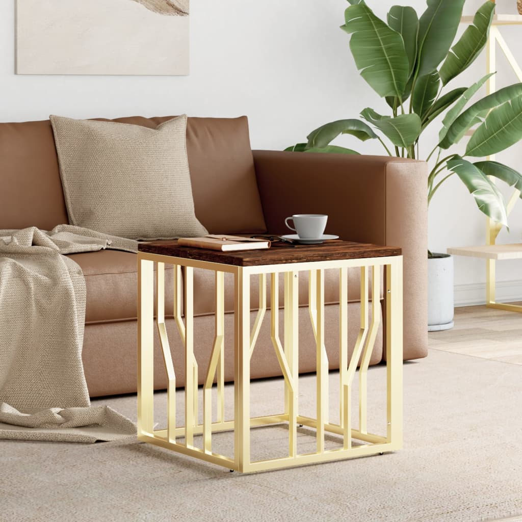 Salontafel Roestvrij Staal En Massief Gerecycled Kleur