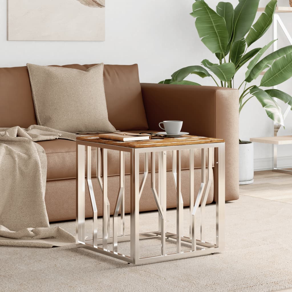 Salontafel Roestvrij Staal En Massief Gerecycled Kleur
