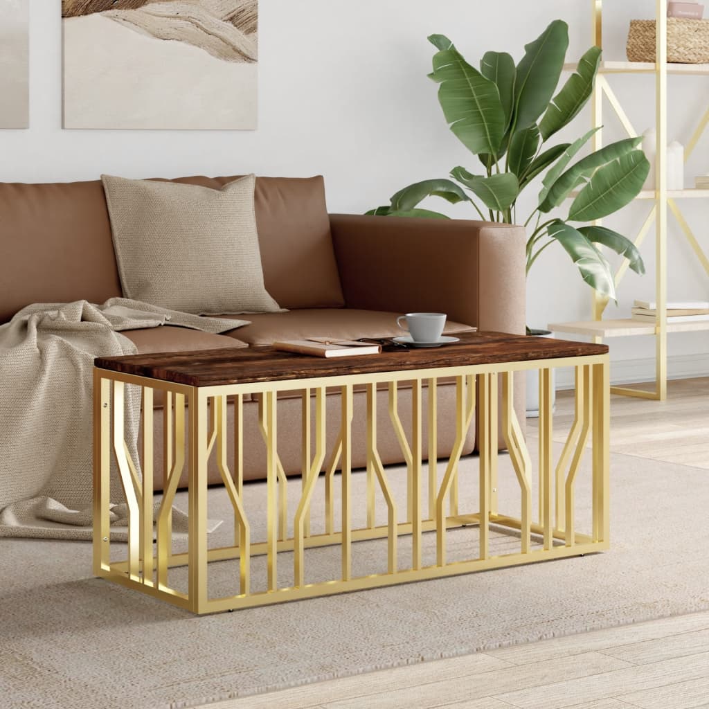 Salontafel Roestvrij Staal En Massief Acacia