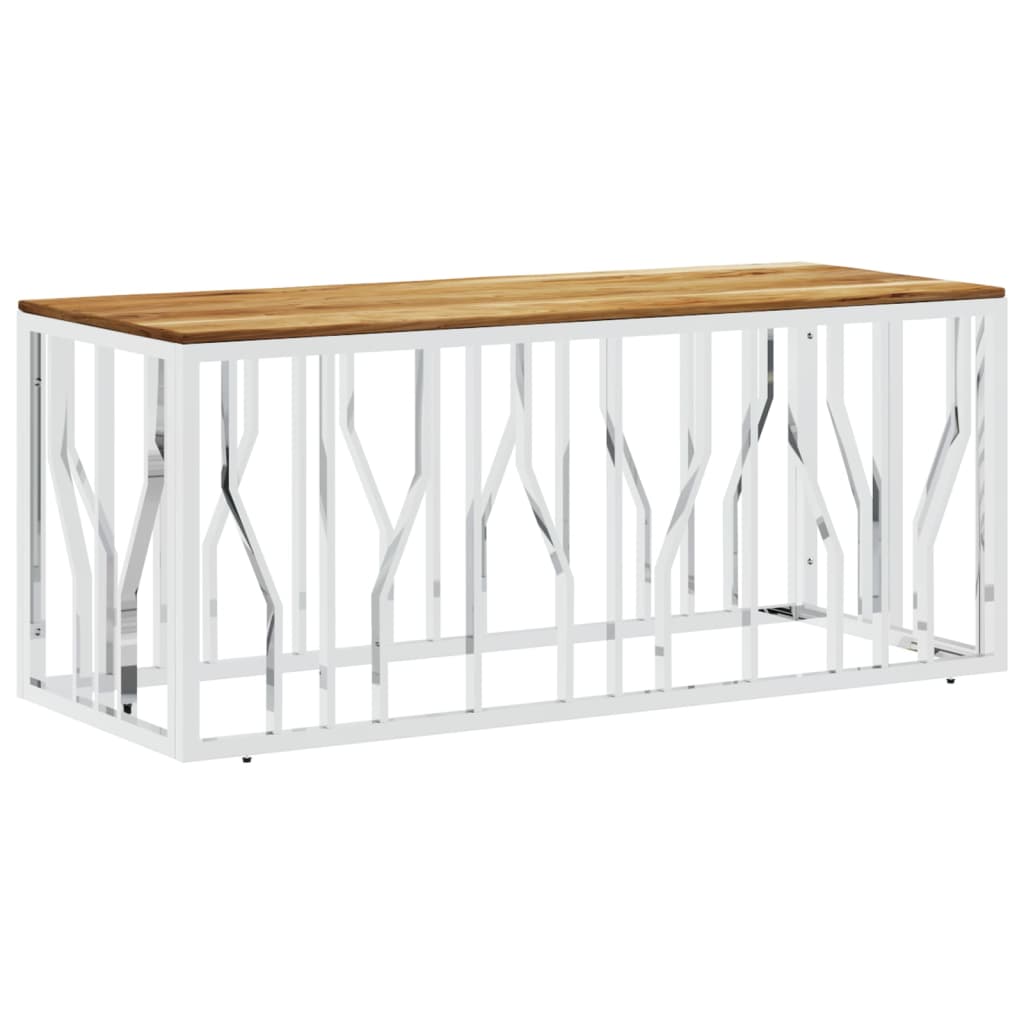 Salontafel Roestvrij Staal En Massief Acacia