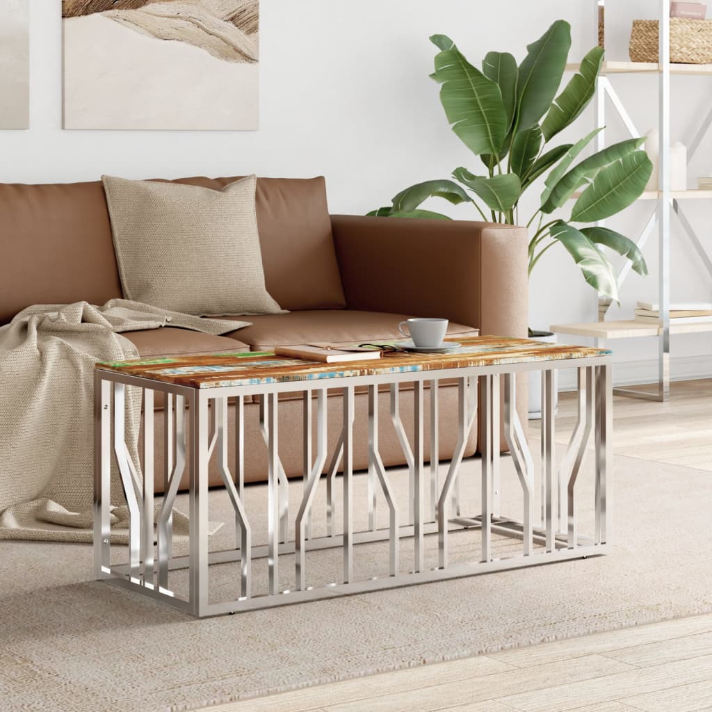 Salontafel Roestvrij Staal En Massief Acacia