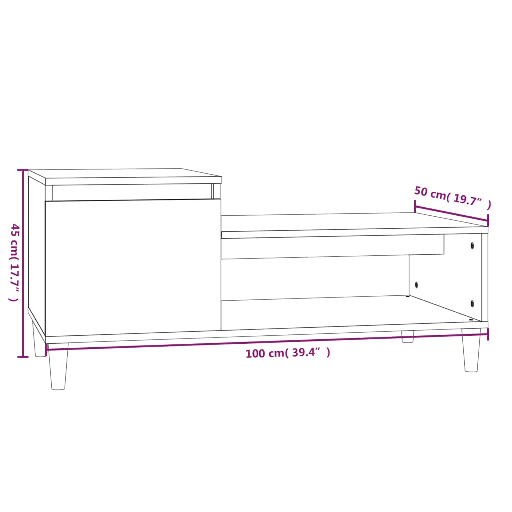 Salontafel 100X50X45 Cm Bewerkt Hout