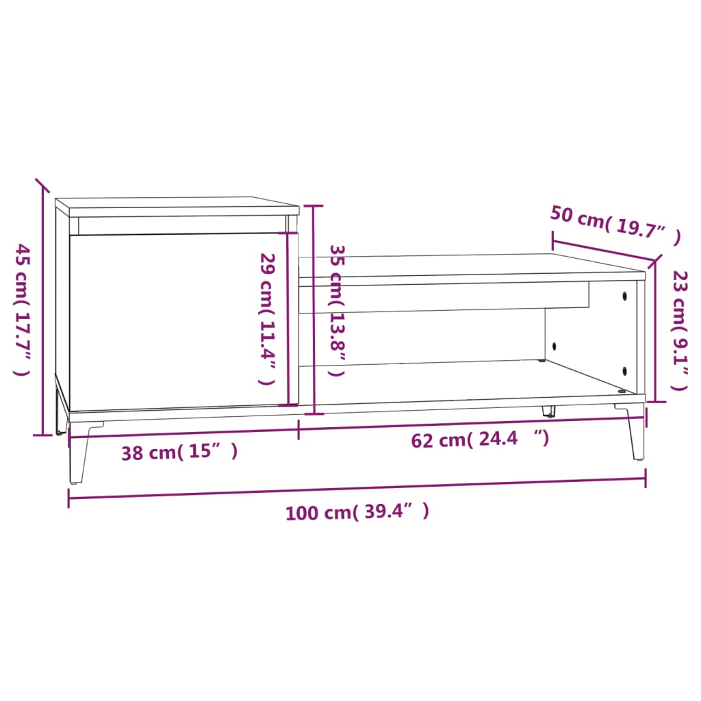 Salontafel 100X50X45 Cm Bewerkt Hout