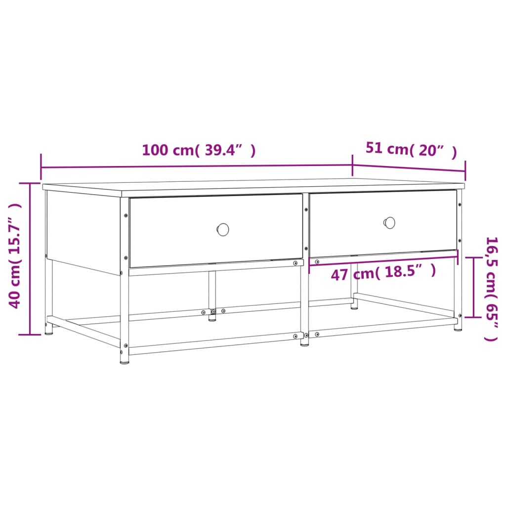 Salontafel 100X51X40 Cm Bewerkt Hout Kleurig