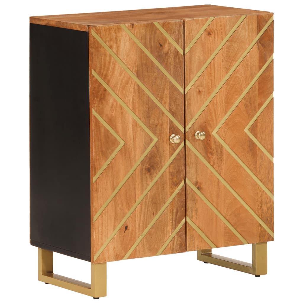Dressoir 60X33,5X75 Cm Massief Mangohout Bruin En Zwart