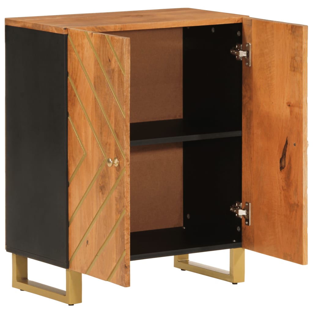 Dressoir 60X33,5X75 Cm Massief Mangohout Bruin En Zwart